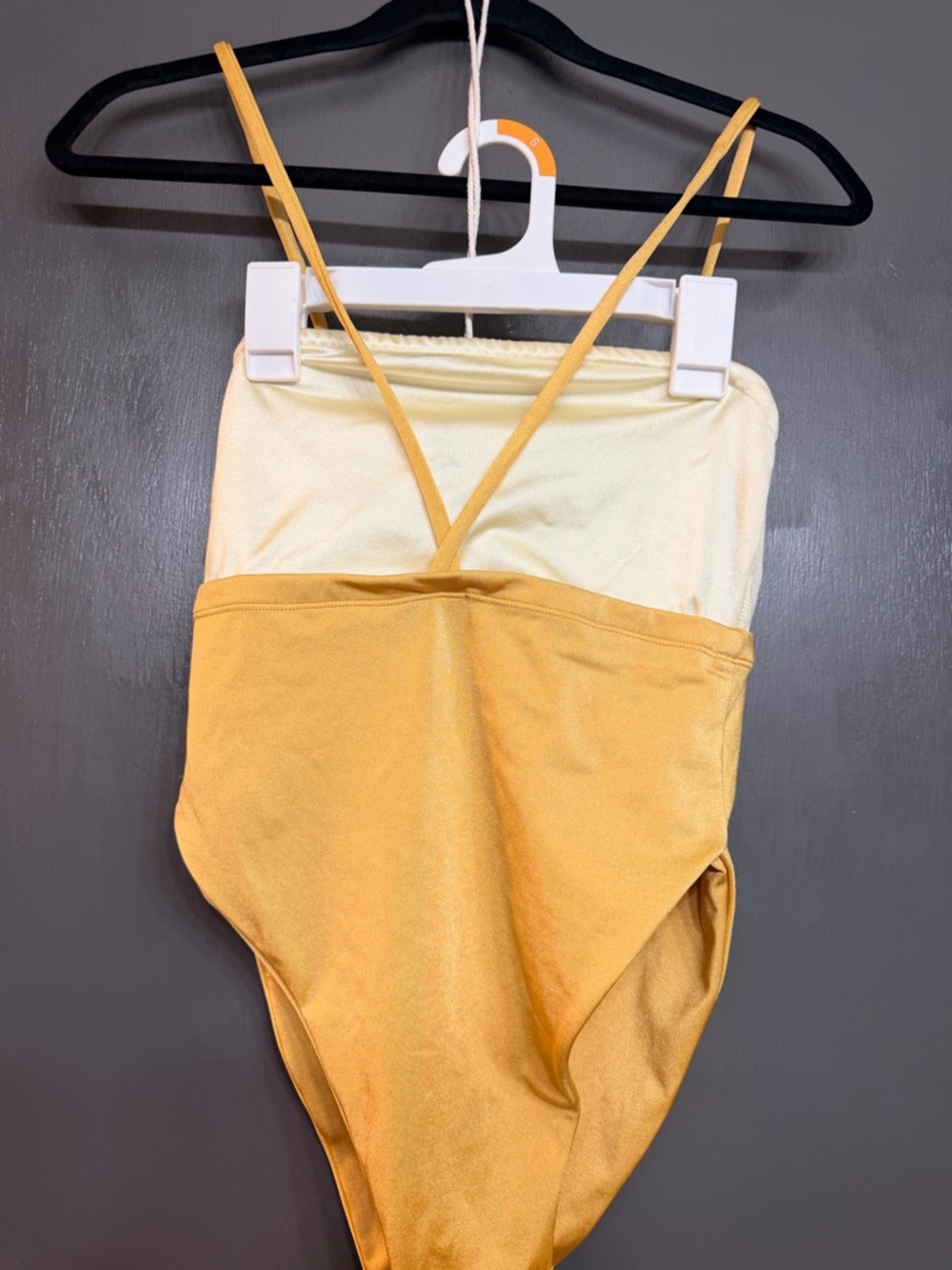 Two-Tone Yellow One-Piece Swimsuit with Slim Straps